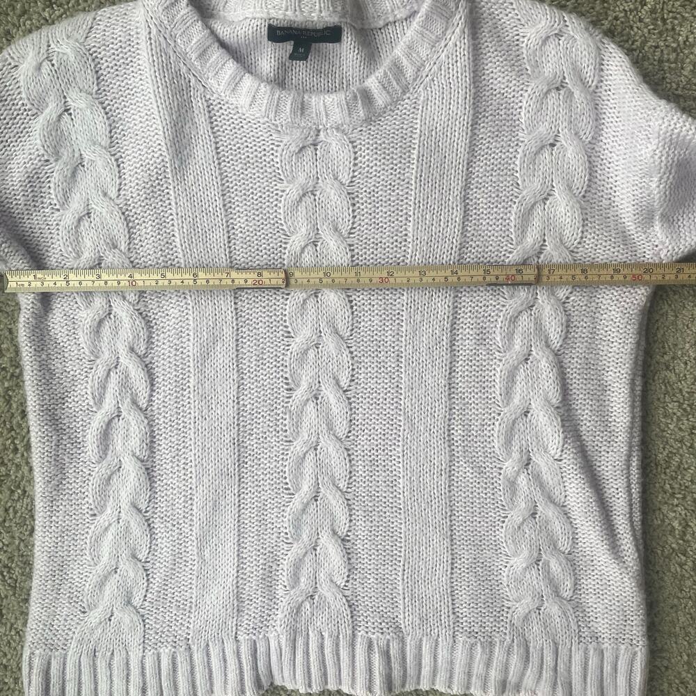 Banana Republic Factory women's crew neck cable knit pullover lilac sweater sz M - Picture 6 of 12